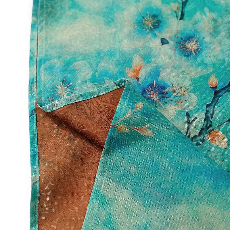 Side-by-side comparison of Xiangyunsha and Mulberry Silk fabrics, showing differences in color richness.